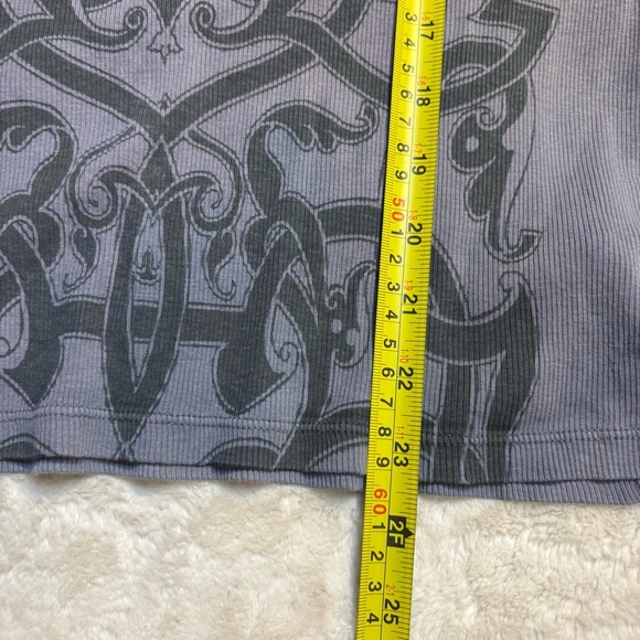 Skinny Minnie Top Large Charcoal Patterned Short-Sleeve Ribbed 100% Cotton Beads - Picture 14 of 14